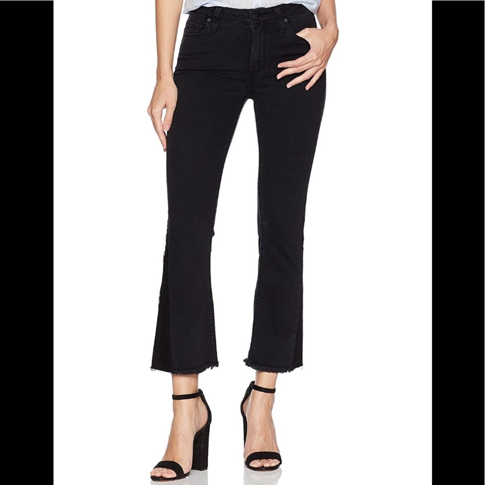 NWT PAIGE Colette Crop Flare Black Jeans Size 25
